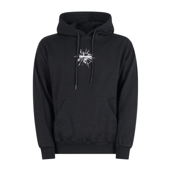 Propaganda - Felpa nera con cappuccio con stampa logo sul fronte e sul retro