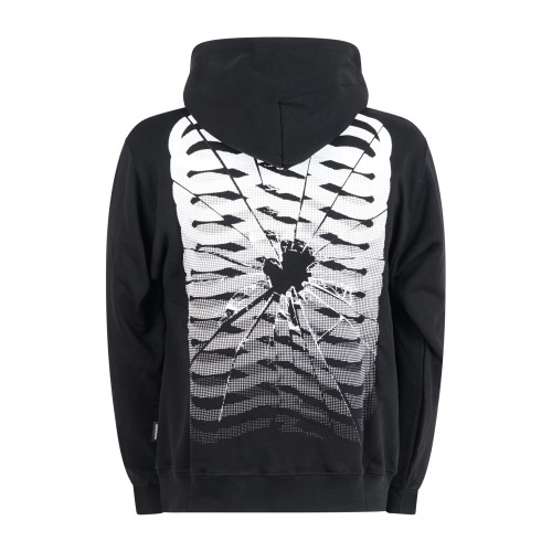 Propaganda - Felpa nera con cappuccio con stampa logo sul fronte e sul retro