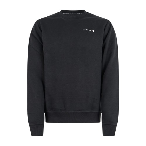 Richmond X - Felpa nera Attieg girocollo con stampa logo sul petto per uomo |