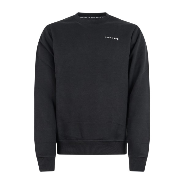 Richmond X - Felpa nera Attieg girocollo con stampa logo sul petto per uomo |