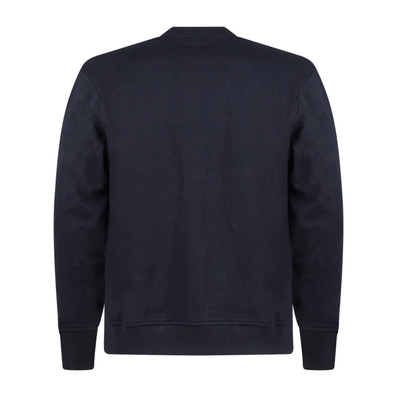 Armani Exchange - Felpa blu girocollo con patch logo sul fronte per uomo |