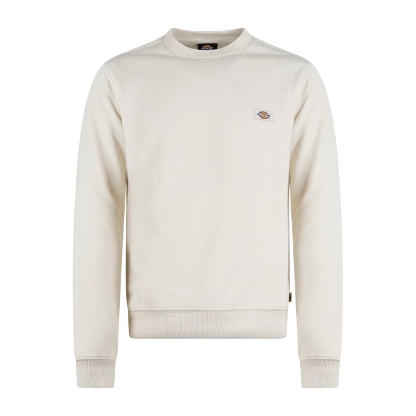 Dickies - Felpa beige Oakport girocollo e patch logo sul petto per uomo |