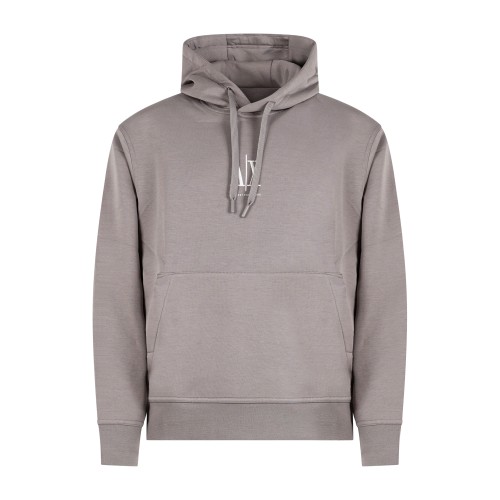 Armani Exchange - Felpa beige con cappuccio con ricamo logo sul fronte per uomo