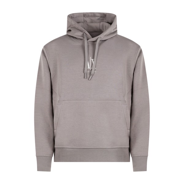 Armani Exchange - Felpa beige con cappuccio con ricamo logo sul fronte per uomo