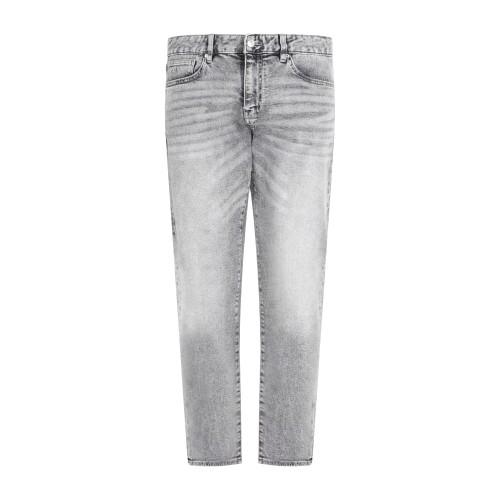 Armani Exchange - Jeans grigio 5 tasche stretch straight fit per uomo |