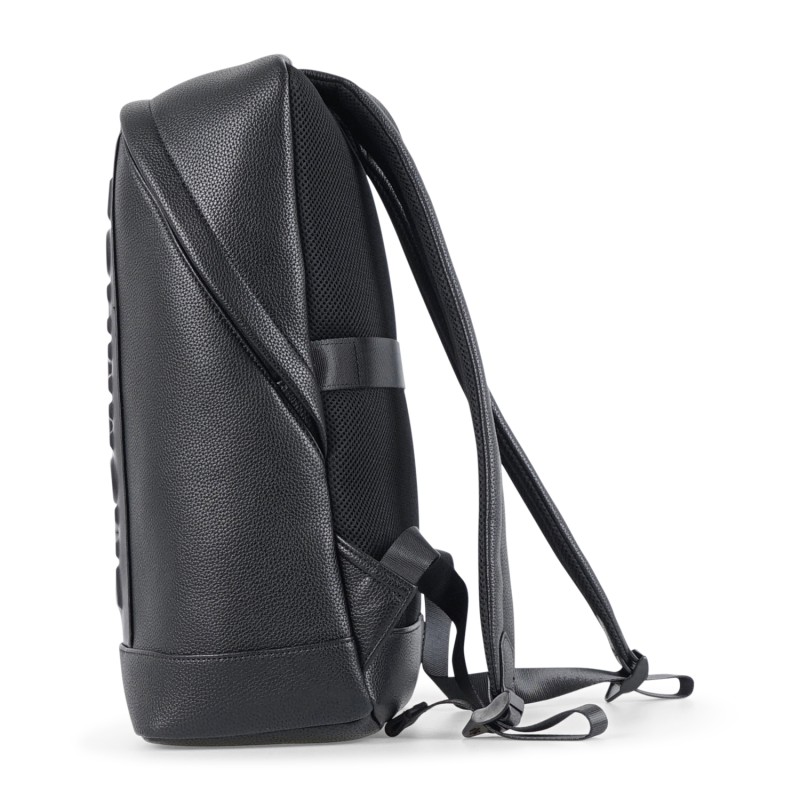 Armani Exchange - Zaino nero in ecopelle matrellata e incisione logo sul fronte