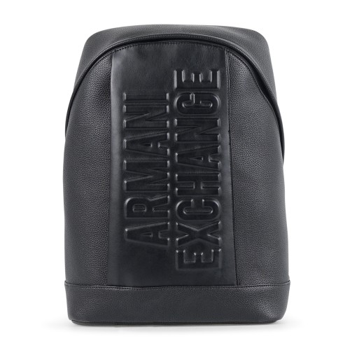 Armani Exchange - Zaino nero in ecopelle matrellata e incisione logo sul fronte