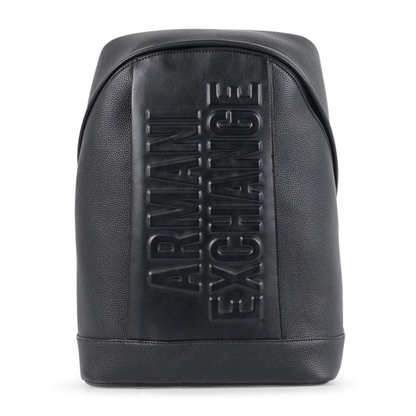 Armani Exchange - Zaino nero in ecopelle matrellata e incisione logo sul fronte