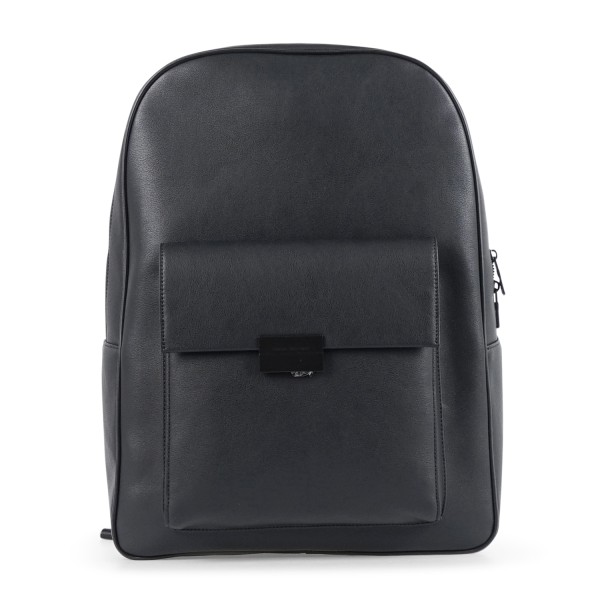 Armani Exchange - Zaino nero in ecopelle con tasca co patta centrale per uomo |