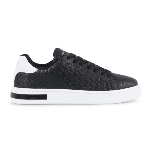 Armani Exchange - Sneakers nera stringata con logo in rilievo su tutta la