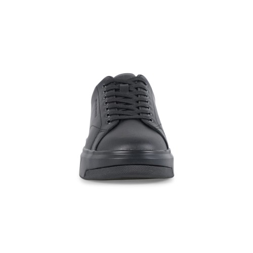 Armani Exchange - Sneakers nera in pelle con logo inciso sul laterale per uomo 2