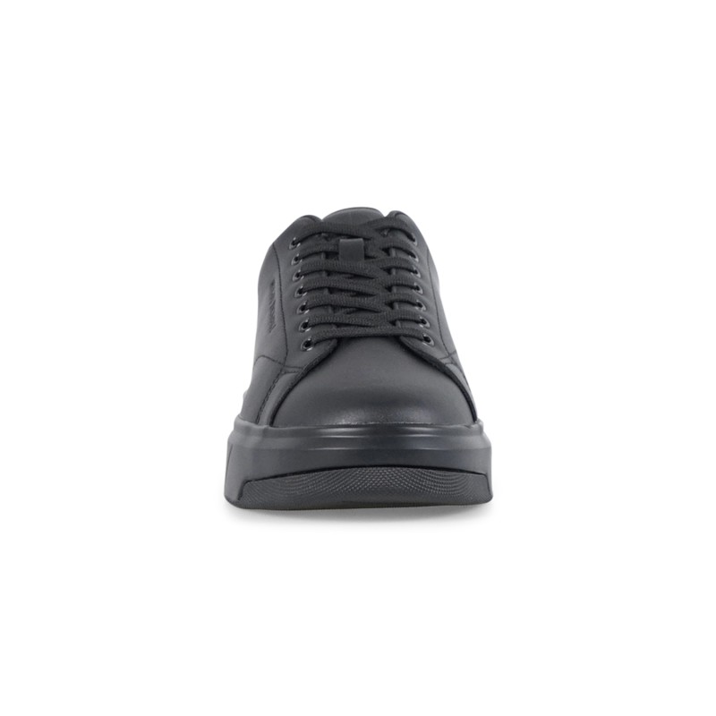 Armani Exchange - Sneakers nera in pelle con logo inciso sul laterale per uomo