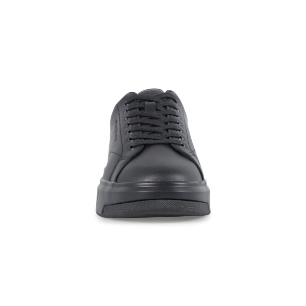 Armani Exchange - Sneakers nera in pelle con logo inciso sul laterale per uomo