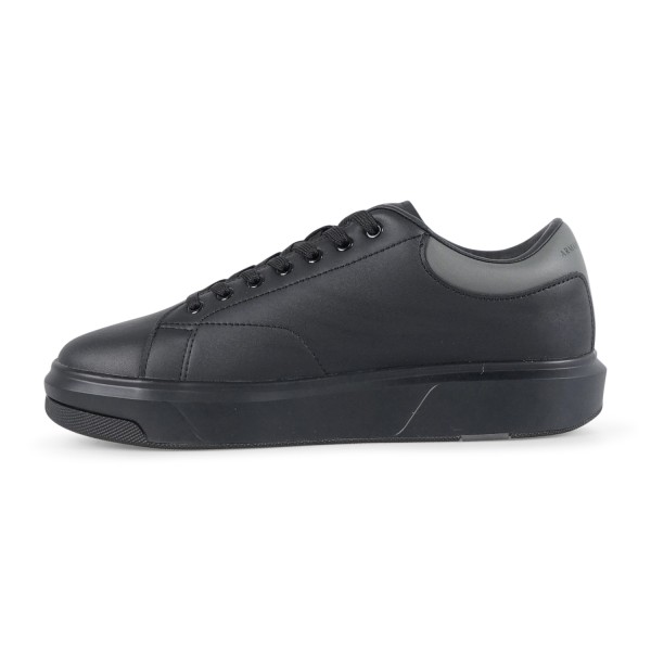 Armani Exchange - Sneakers nera in pelle con logo inciso sul laterale per uomo