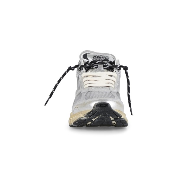 Crime London - Sneakers grigio in pelle Fugitive 9094 con inserti argento per