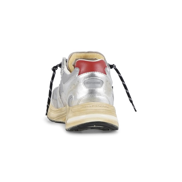 Crime London - Sneakers grigio in pelle Fugitive 9094 con inserti argento per