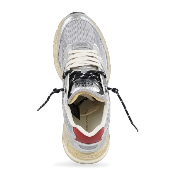 Crime London - Sneakers grigio in pelle Fugitive 9094 con inserti argento per