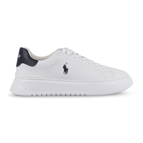 Polo Ralph Lauren - Sneakers bianca RLite Court in pelle martellata con tallone