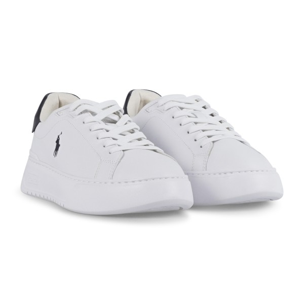 Polo Ralph Lauren - Sneakers bianca RLite Court in pelle martellata con tallone