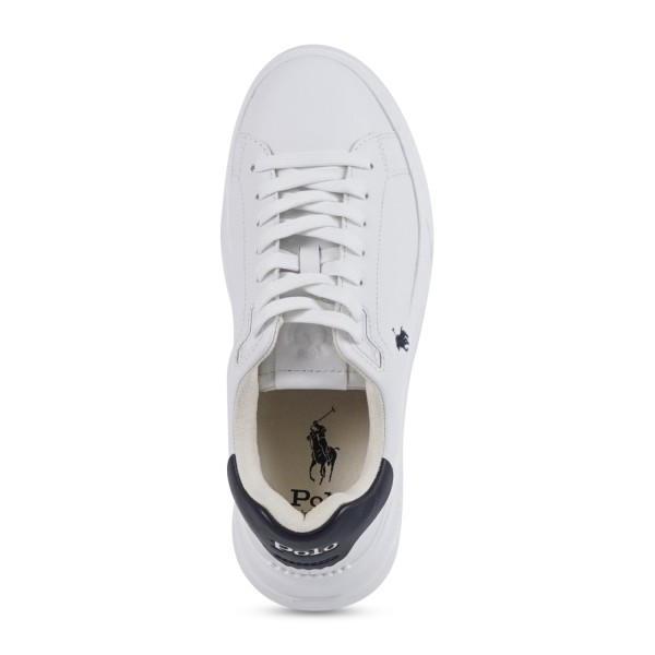 Polo Ralph Lauren - Sneakers bianca RLite Court in pelle martellata con tallone