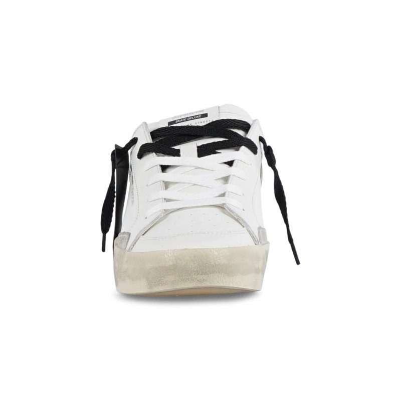 Crime London - Sneakers bianca in pelle SK8 Deluxe con dettagli in suede per