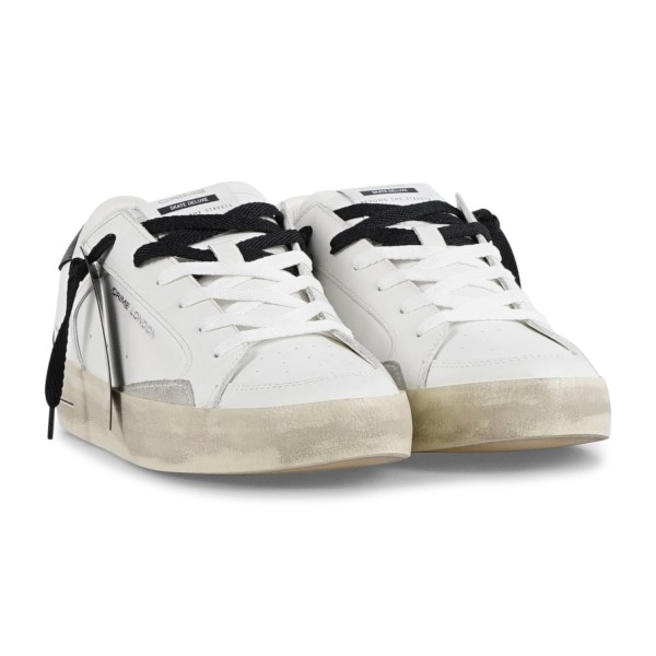 Crime London - Sneakers bianca in pelle SK8 Deluxe con dettagli in suede per