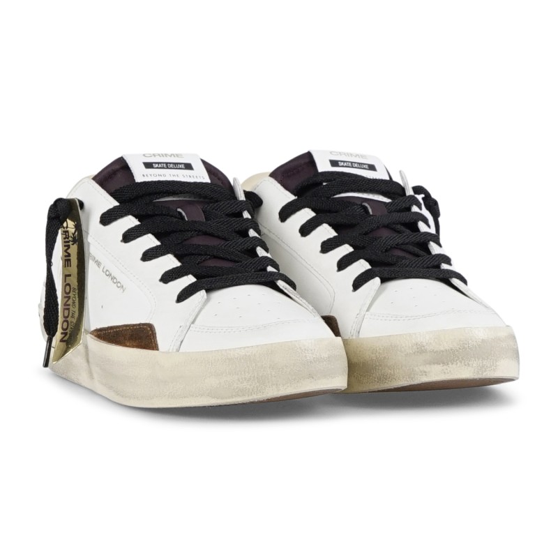 Crime London - Sneakers bianca in pelle sK8 Deluxe con dettagli in pelle