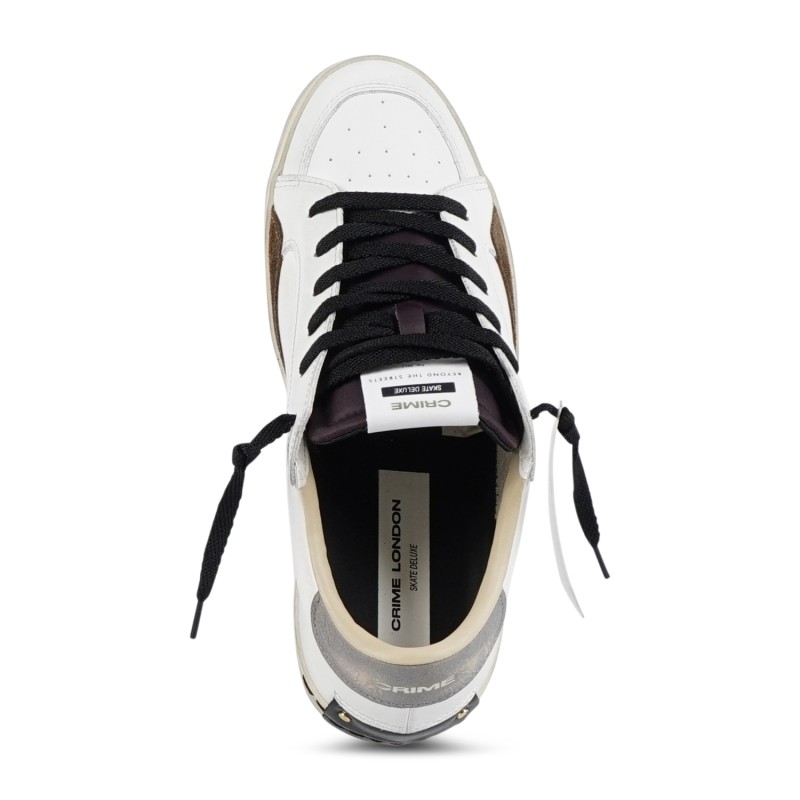 Crime London - Sneakers bianca in pelle sK8 Deluxe con dettagli in pelle