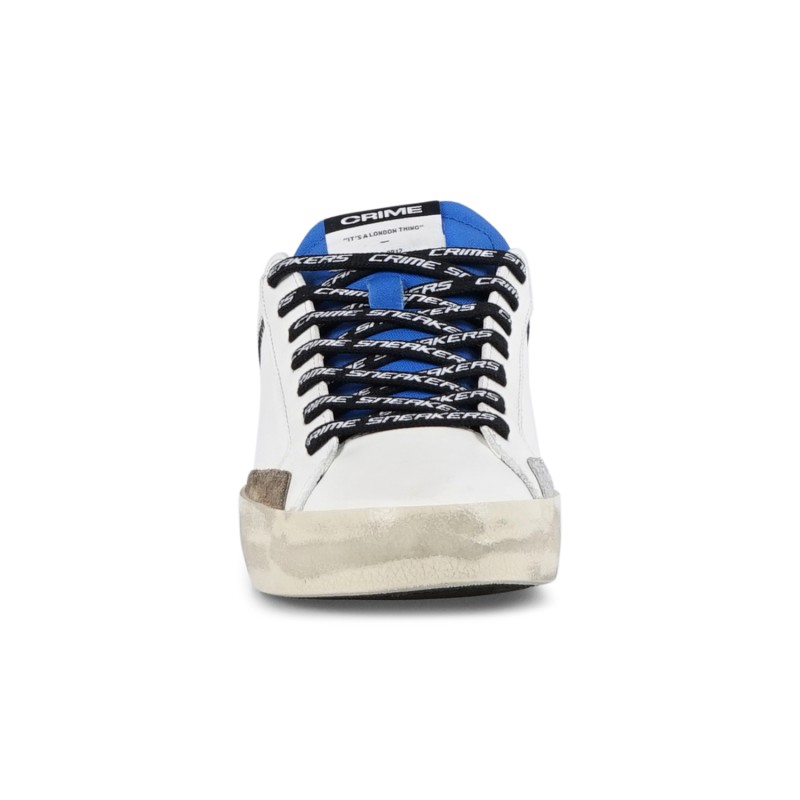 Crime London - Sneakers bianca in pelle Distressed con lacci logati per uomo |