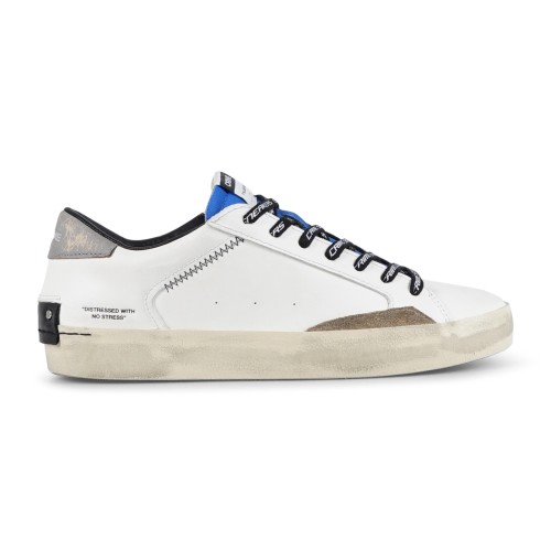 Crime London - Sneakers bianca in pelle Distressed con lacci logati per uomo |