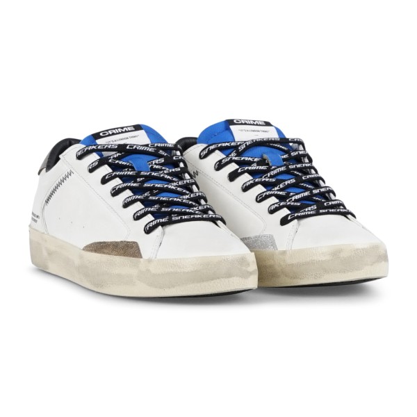 Crime London - Sneakers bianca in pelle Distressed con lacci logati per uomo |