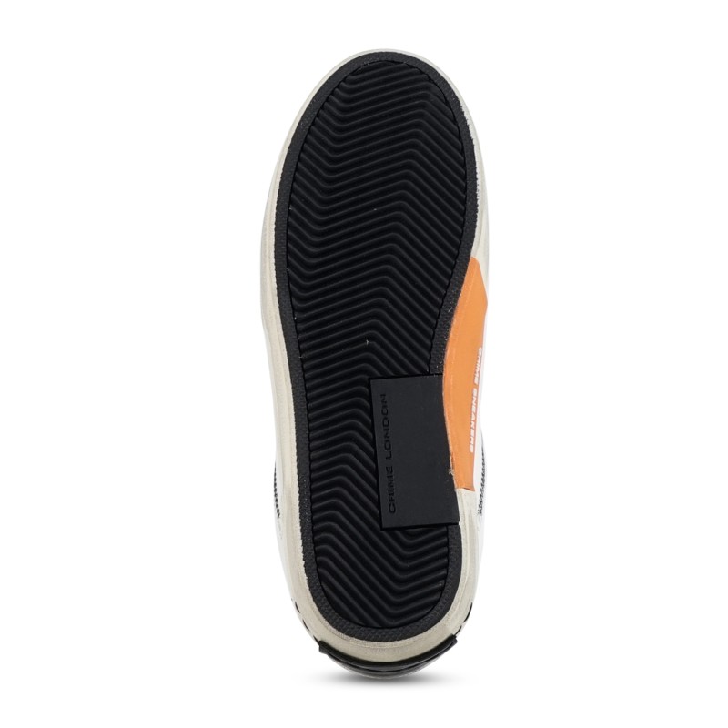 Crime London - Sneakers bianca in pelle Distressed con lacci logati per uomo |