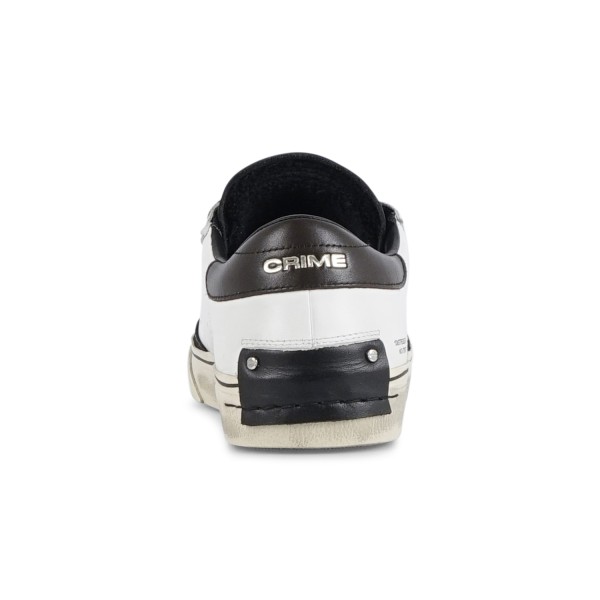 Crime London - Sneakers bianca in pelle Distressed con inserti in pelle