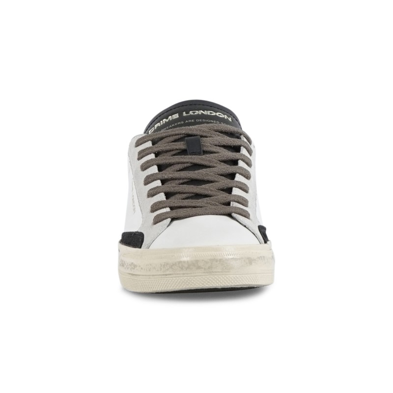 Crime London - Sneakers bianca in pelle Distressed con inserti in pelle