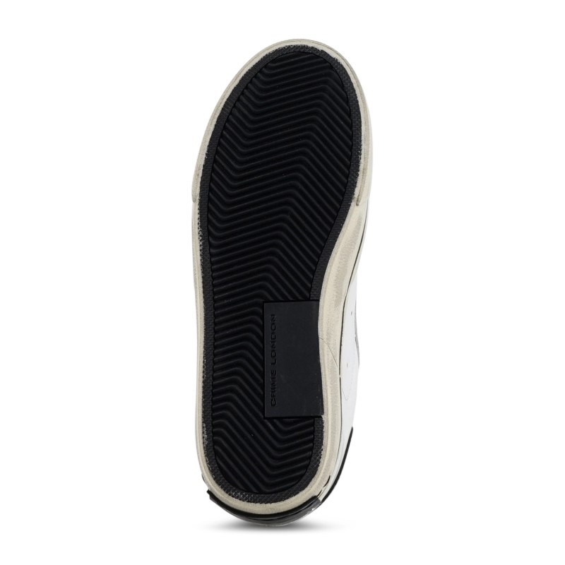 Crime London - Sneakers bianca in pelle Distressed con inserti in pelle