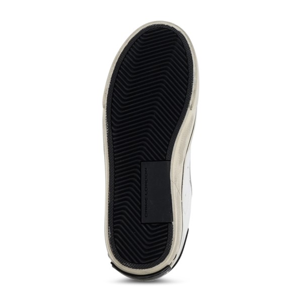 Crime London - Sneakers bianca in pelle Distressed con inserti in pelle
