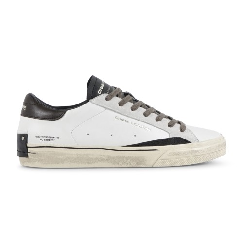 Crime London - Sneakers bianca in pelle Distressed con inserti in pelle