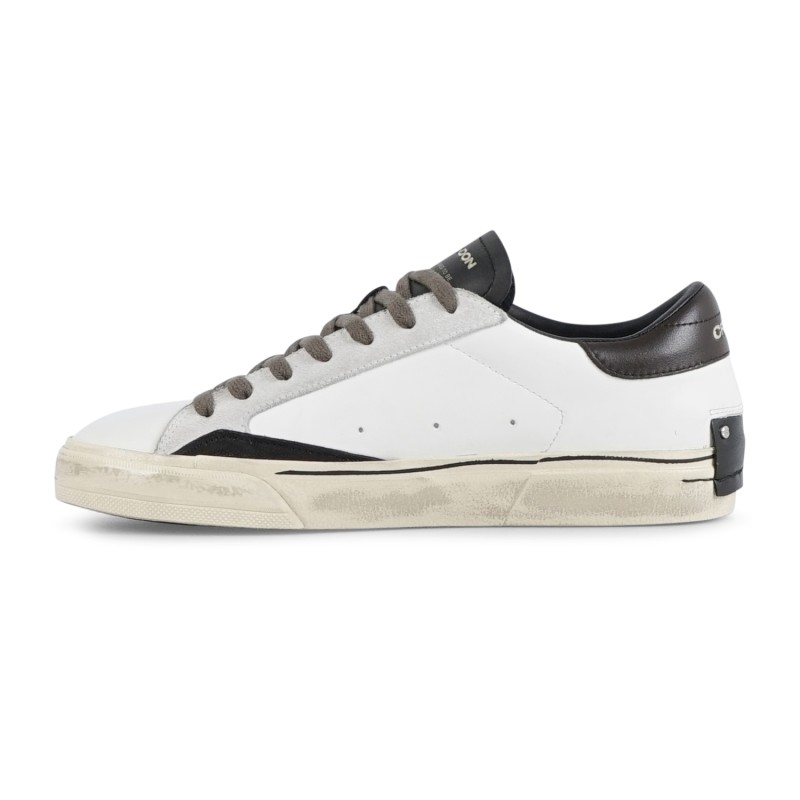 Crime London - Sneakers bianca in pelle Distressed con inserti in pelle