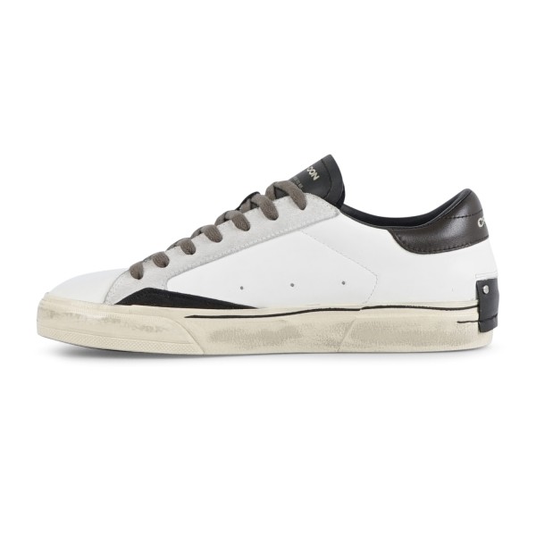 Crime London - Sneakers bianca in pelle Distressed con inserti in pelle