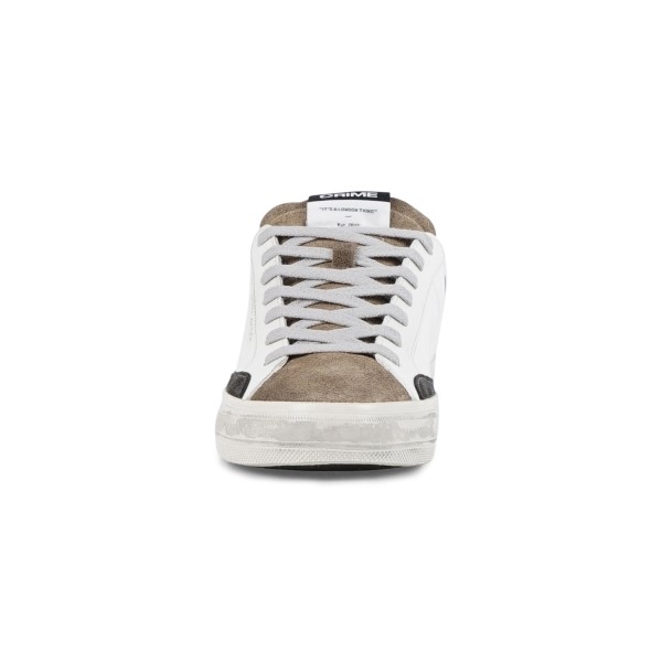 Crime London - Sneakers bianca in pelle Distressed 2.0 con punta scamosciata