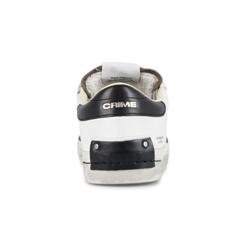 Crime London - Sneakers bianca in pelle Distressed 2.0 con punta scamosciata