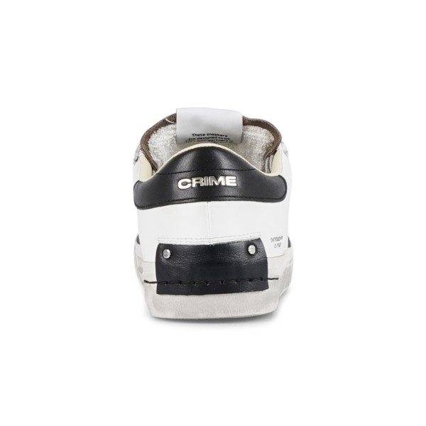 Crime London - Sneakers bianca in pelle Distressed 2.0 con punta scamosciata