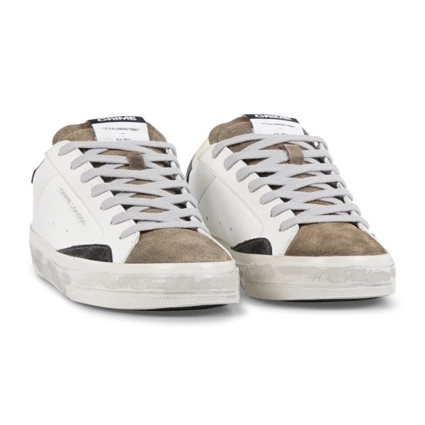 Crime London - Sneakers bianca in pelle Distressed 2.0 con punta scamosciata