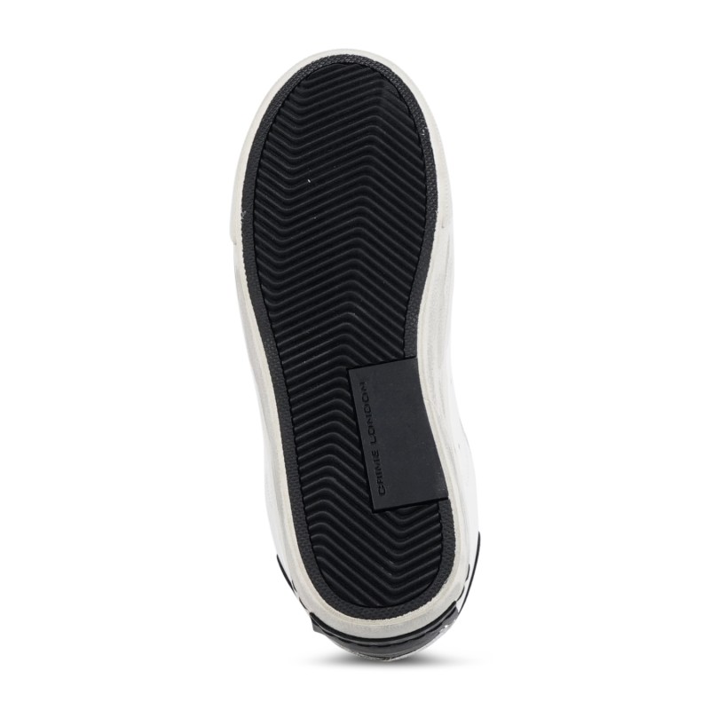 Crime London - Sneakers bianca in pelle Distressed 2.0 con punta scamosciata