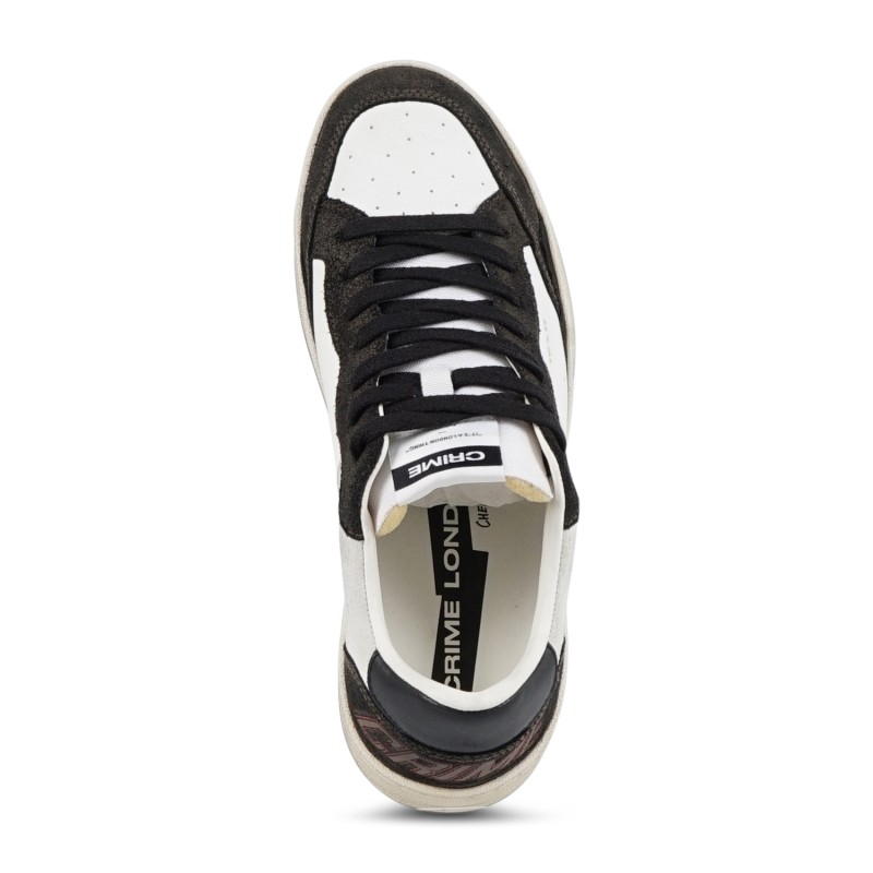 Crime London - Sneakers bianca in pelle Chelsea con dettagli in pelle
