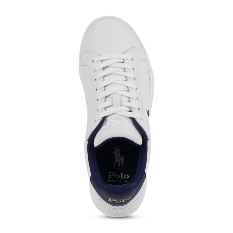 Polo Ralph Lauren - Sneakers bianca Heritage Court in pelle con patch logo per