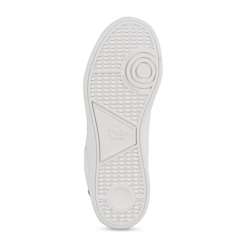 Polo Ralph Lauren - Sneakers bianca Heritage Court in pelle con patch logo per