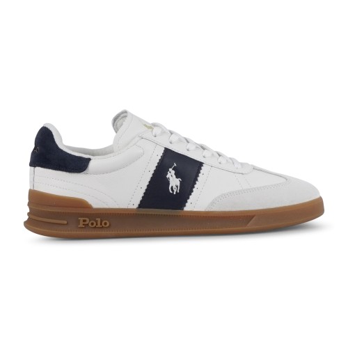Polo Ralph Lauren - Sneakers bianca Heritage Aera in pelle con patch logo per