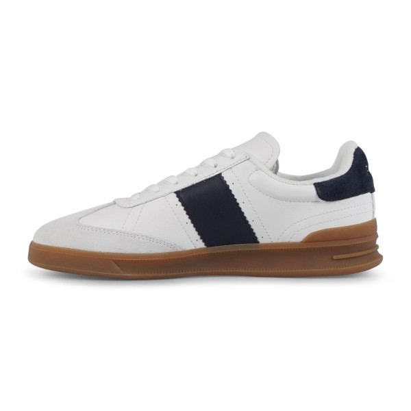 Polo Ralph Lauren - Sneakers bianca Heritage Aera in pelle con patch logo per