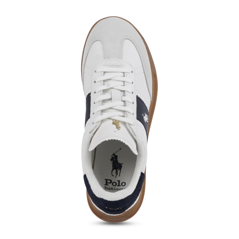 Polo Ralph Lauren - Sneakers bianca Heritage Aera in pelle con patch logo per